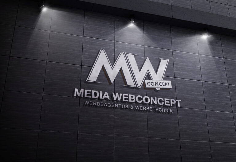 3D-Wandlogo für den Empfangsbereich – Media WebConcept, Waldsee bei Speyer