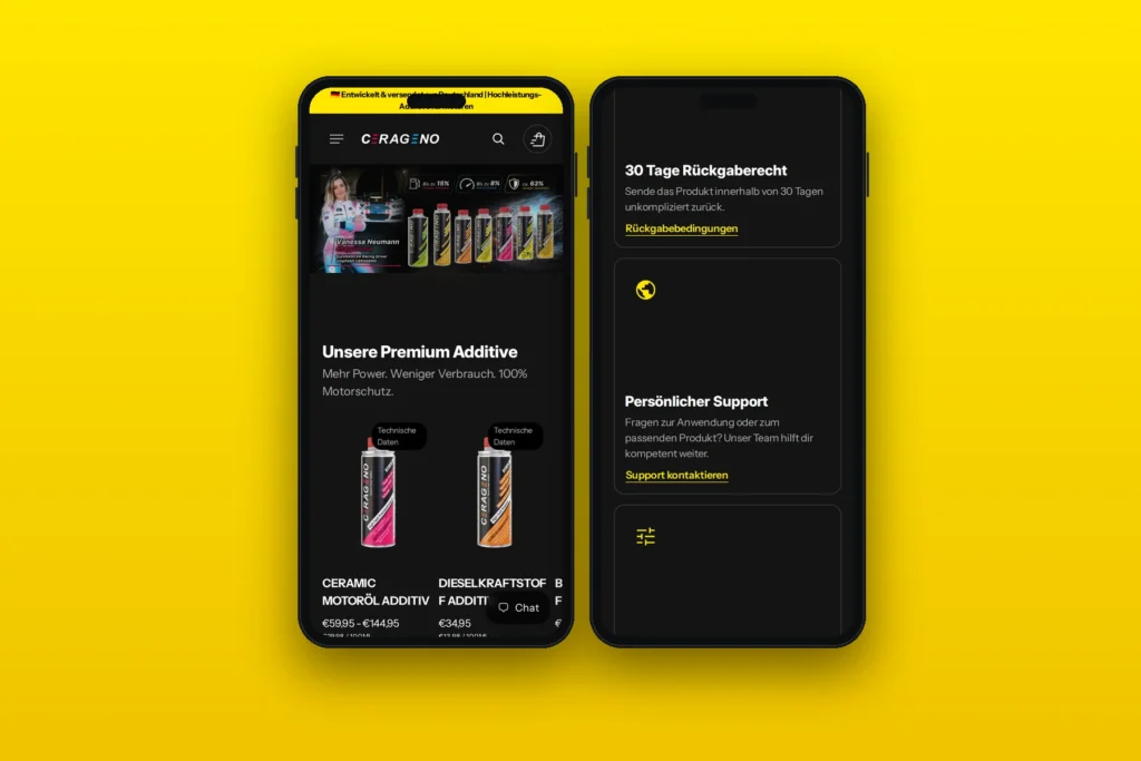 CERAGENO – Shopify-Onlineshop für Motor-Additive, umgesetzt von Media WebConcept – Mobile Ansicht
